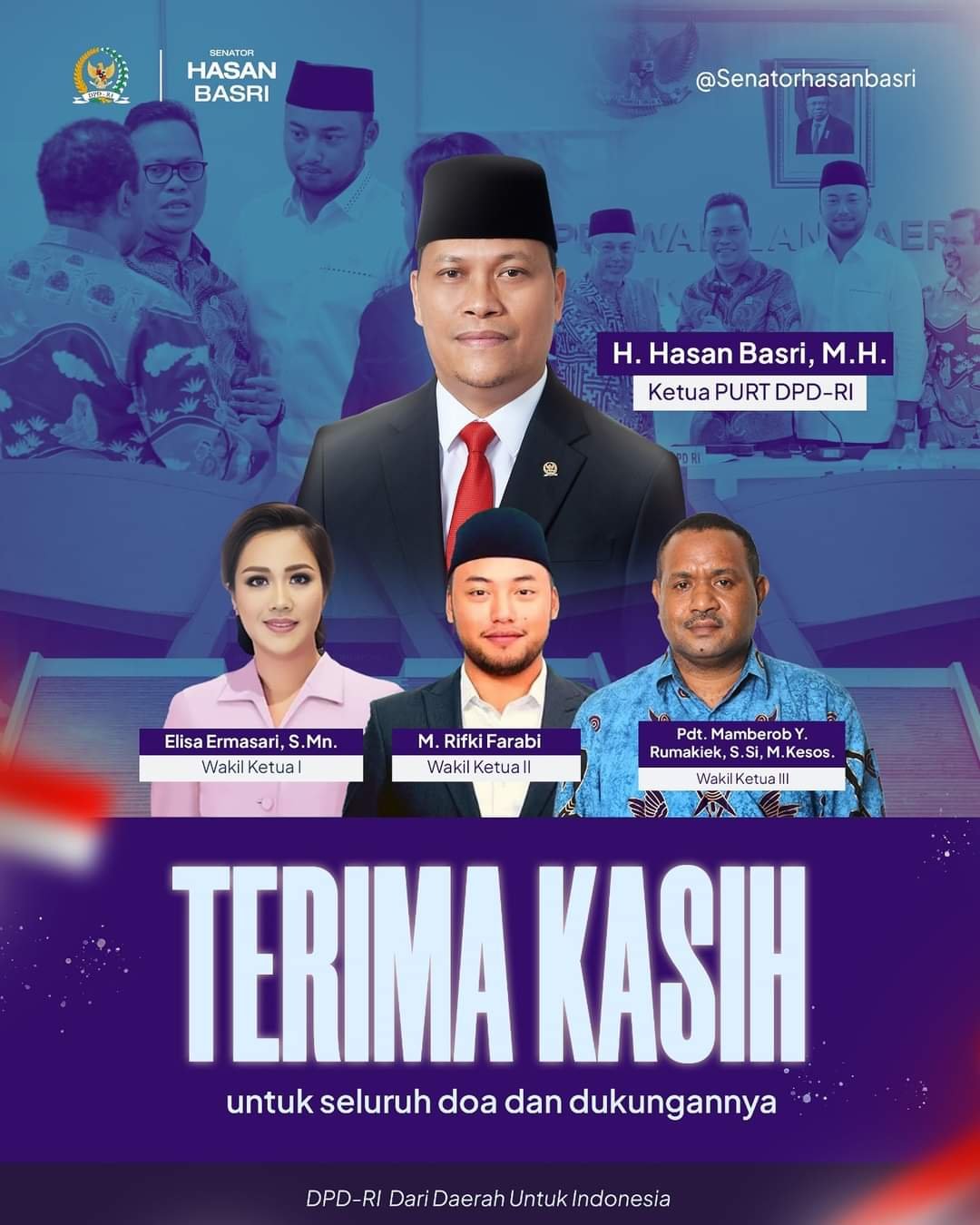 Hasan Basri terpilih sebagai Ketua Panitia Urusan Rumah Tangga DPD RI